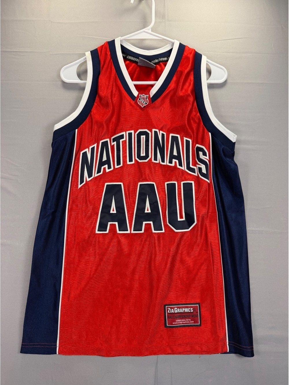 Colosseum Athletics AAU Nationals Red and Navy Basketball Jersey Size Small